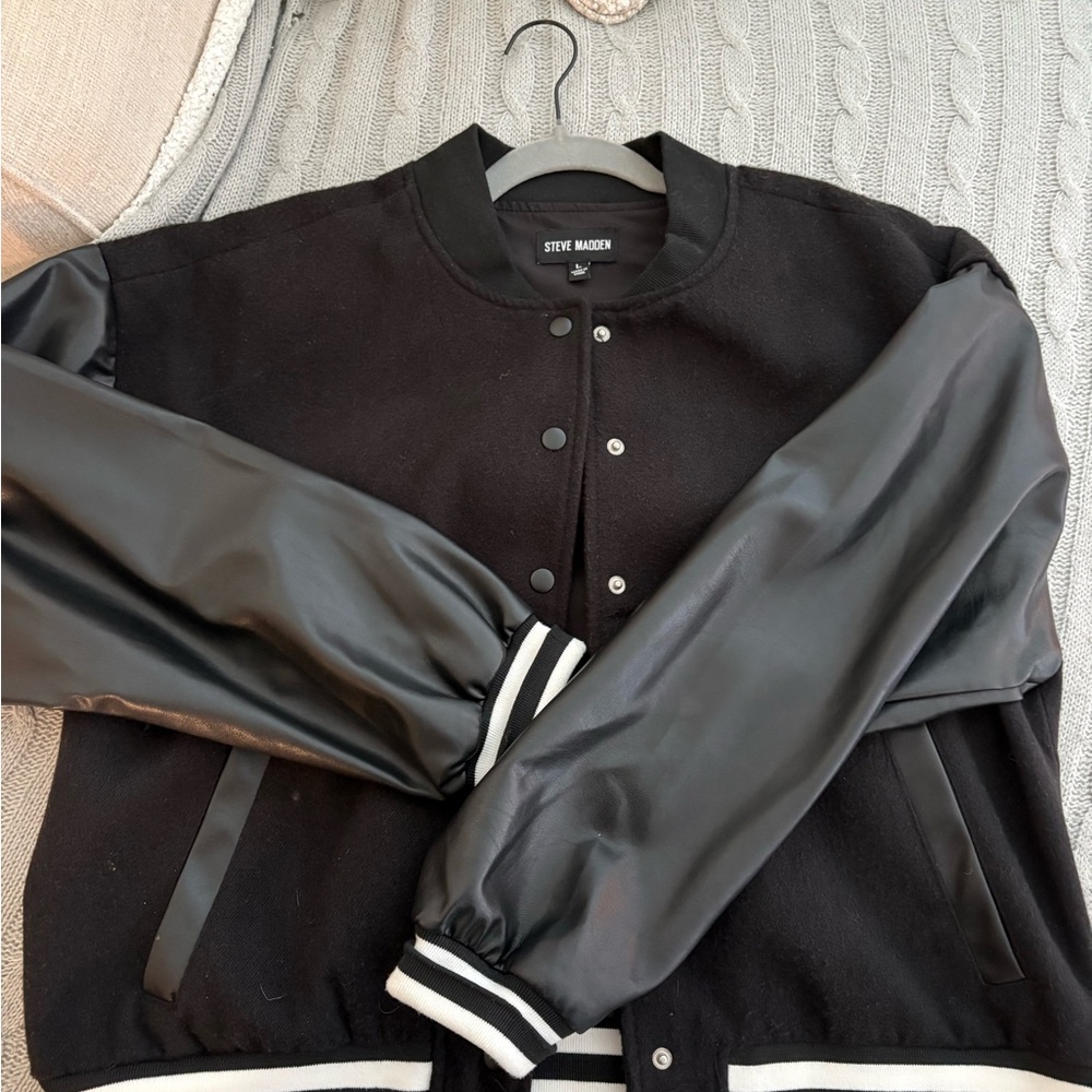 Steve Madden Black and White Bomber Jacket